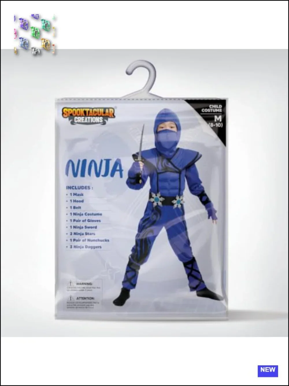 Kids Halloween Ninja Costume with Hood Mask Belt Gloves Foam Daggers